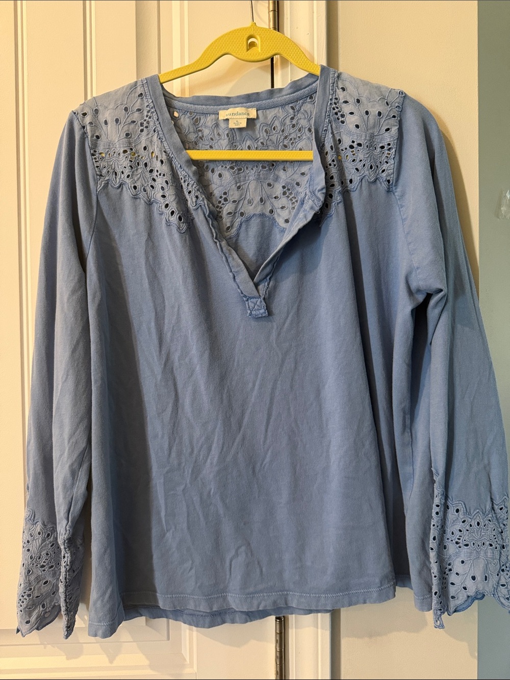 Sundance Blanche Lace long sleeve Tee Shirt Large